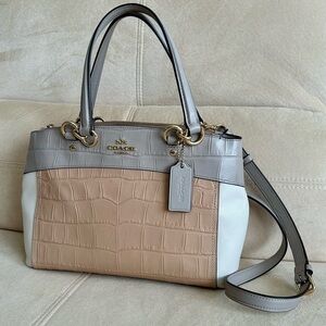 Coach Leather Colorblock Satchel, Handbag, Crossbody with Long Strap
